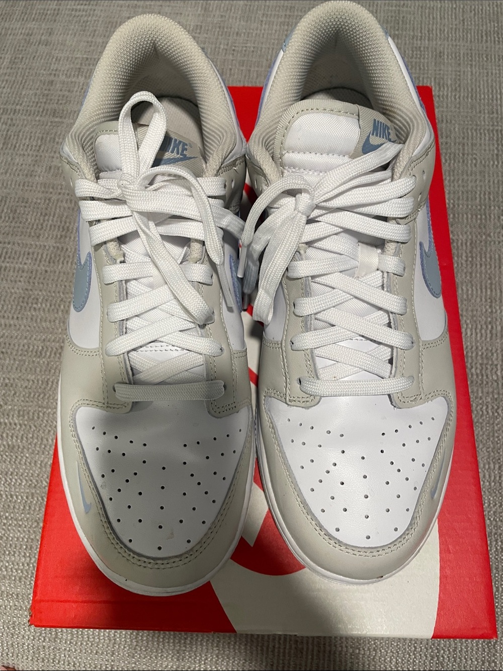 Nike Dunk Low Sneakers White Light Blue Gray - Picture 3 of 7
